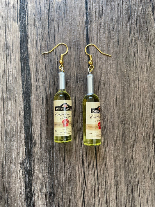 Love White Wine Bottle Charm Earrings