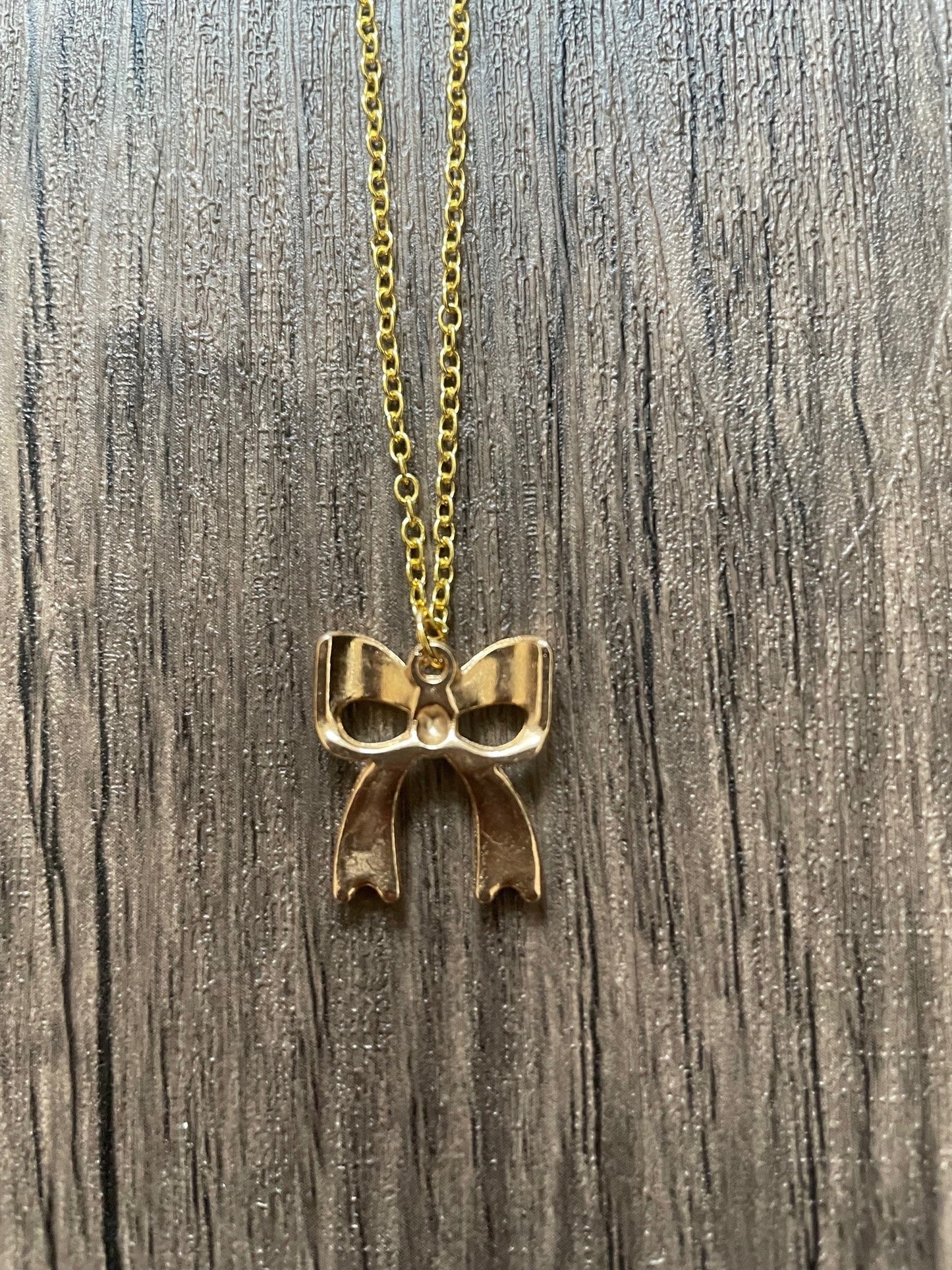 Pink Bow Charm Necklace