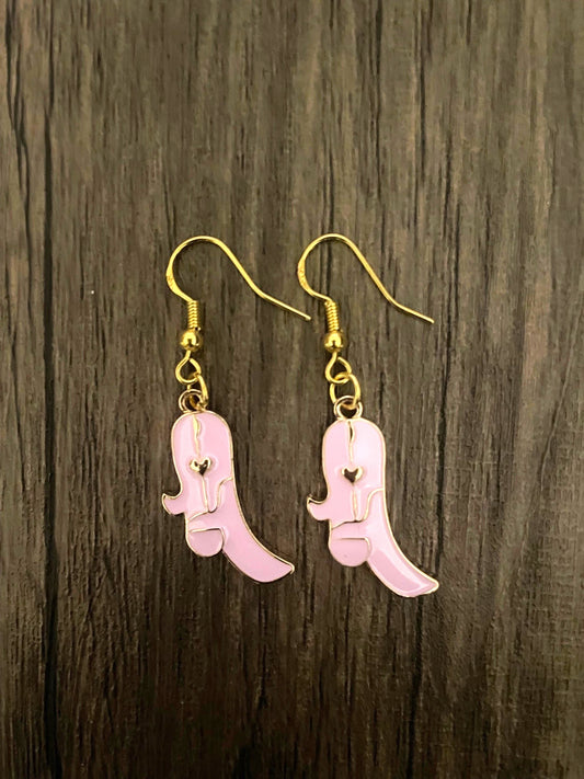 Light Pink Cowboy Boot Earrings