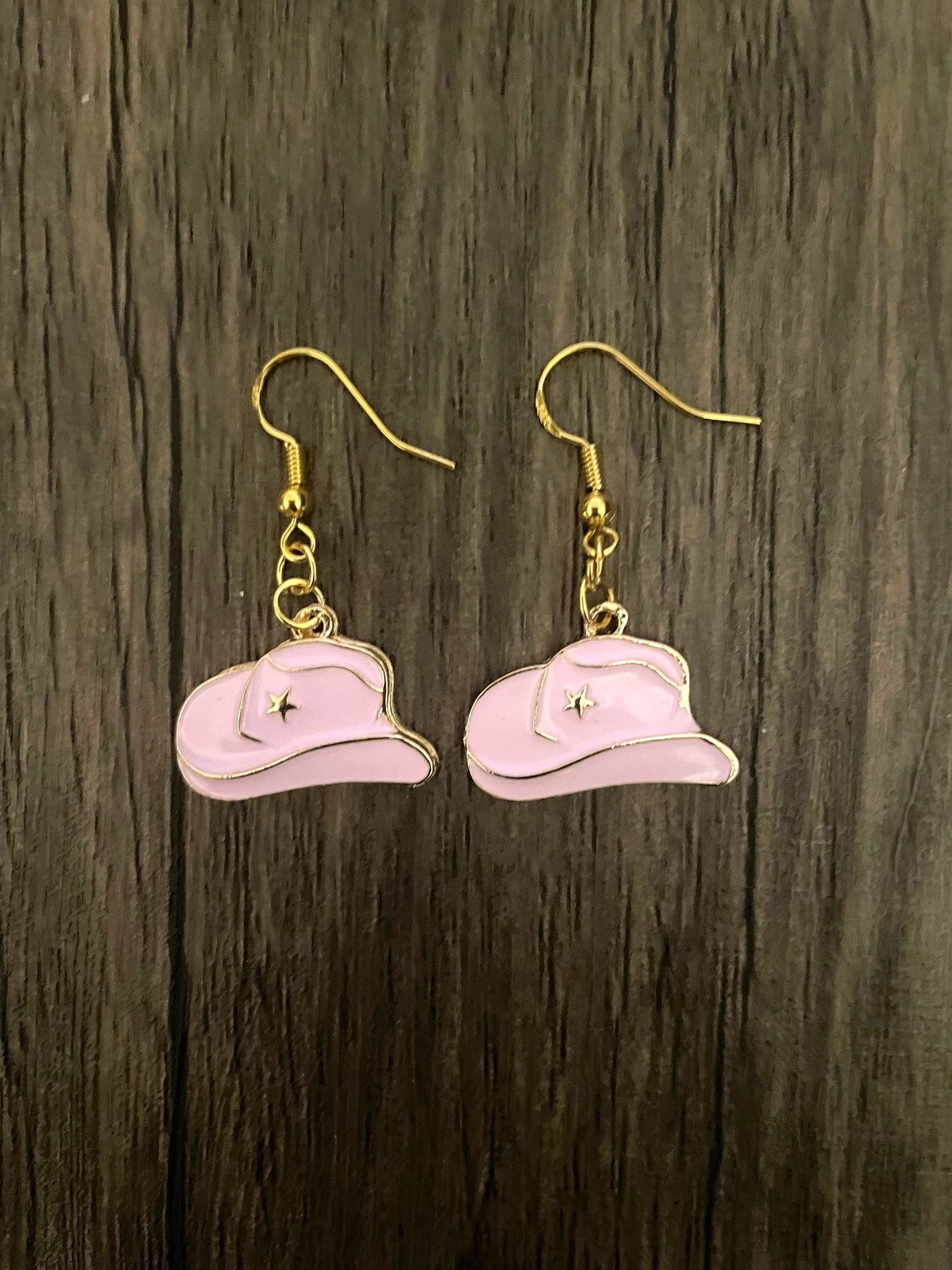 Pink Single Star Cowboy Hat Earrings
