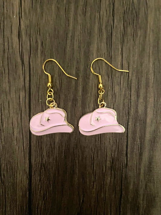 Pink Single Star Cowboy Hat Earrings