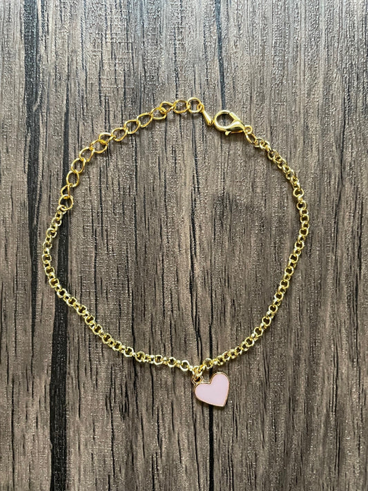 Pink Heart Charm Bracelet