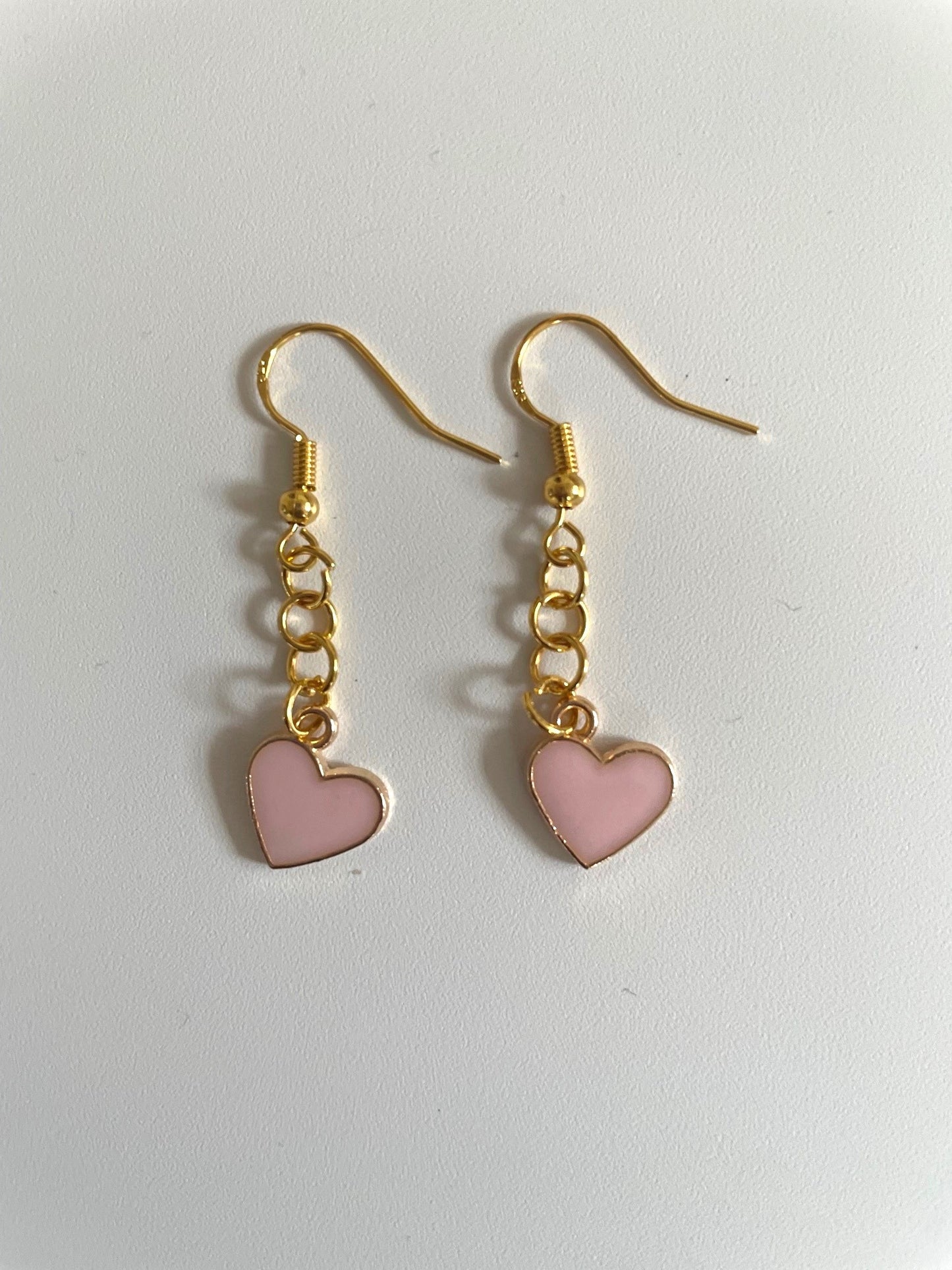 Pink Heart Dangle Drop Earrings
