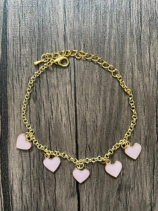 Pink Hearts Charm Bracelet
