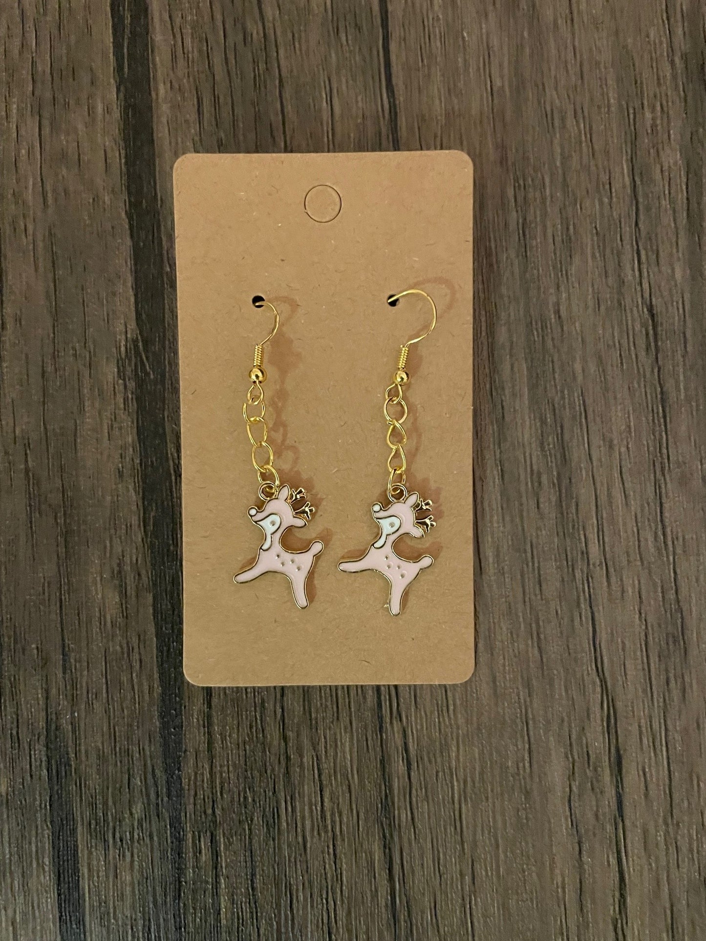 Pink Reindeer Earrings