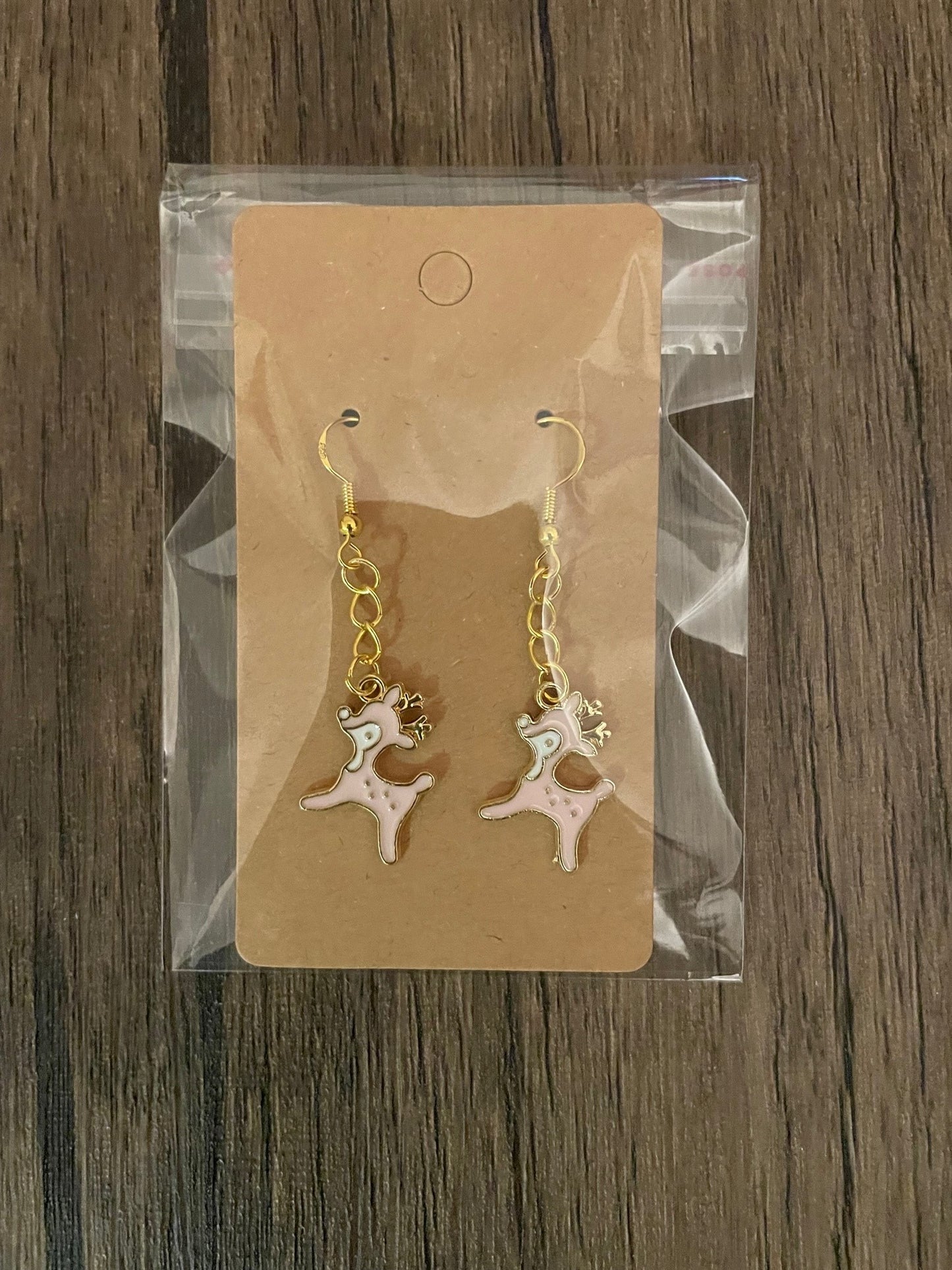 Pink Reindeer Earrings