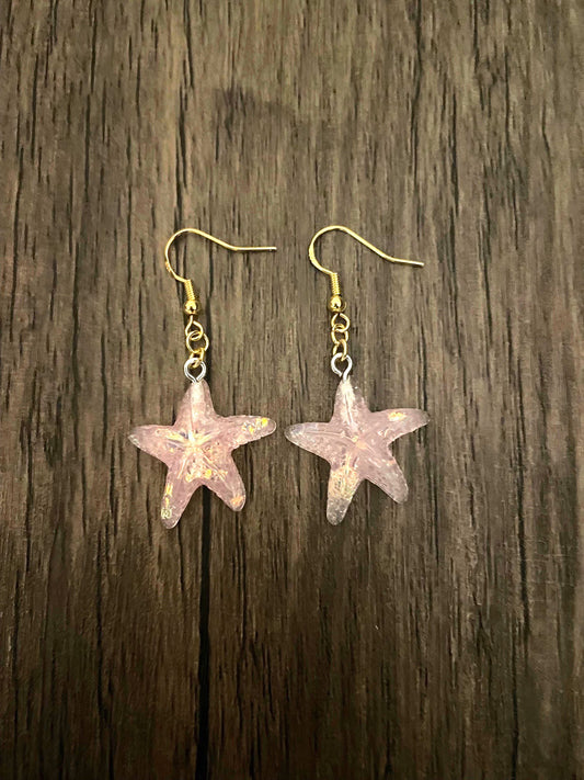 Love Summer Pink Starfish Charm Earrings