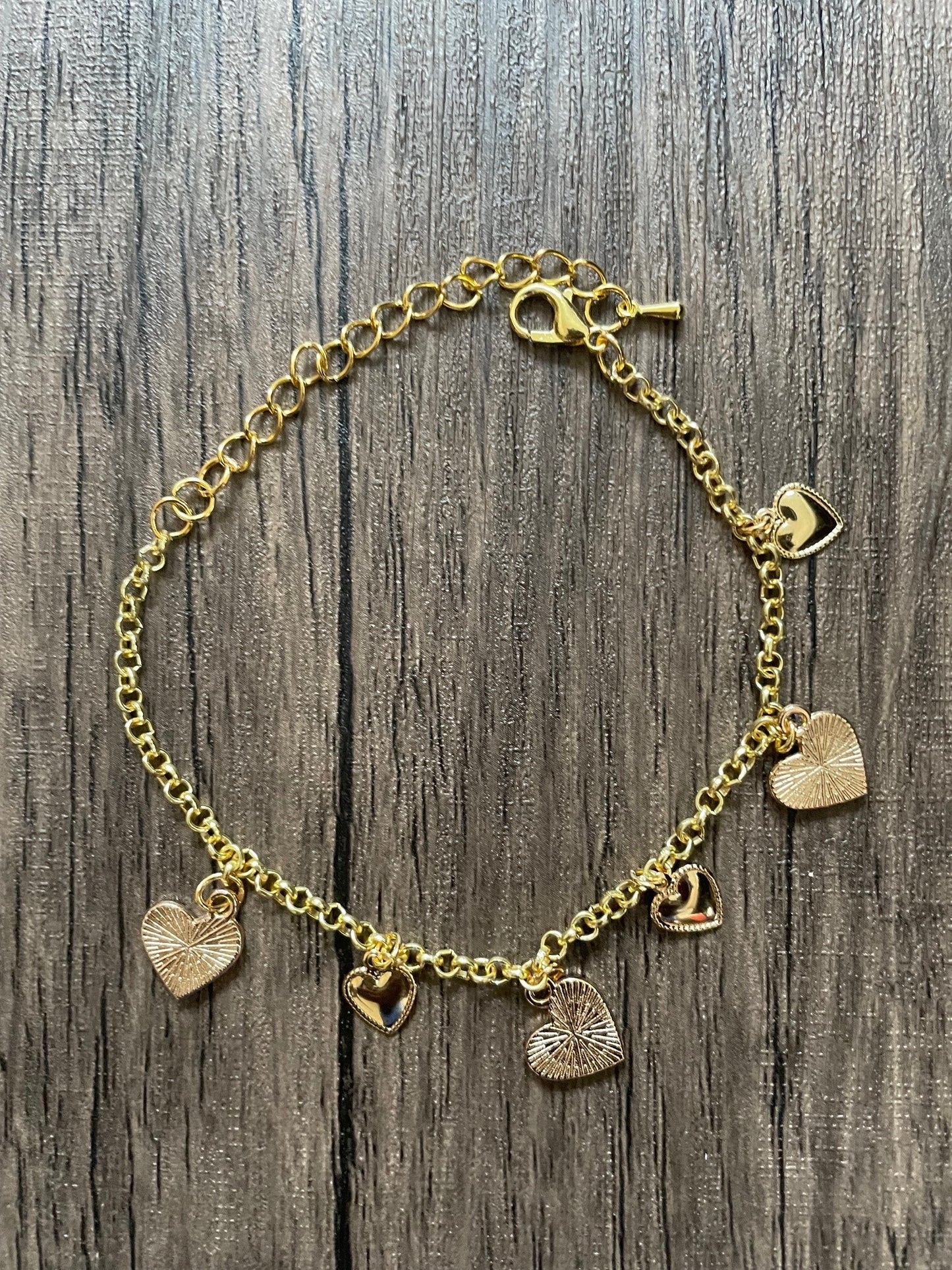 Pink and Gold Hearts Charm Bracelet