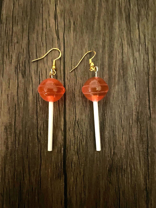 Love Candy Red Lollipop Charm Earrings