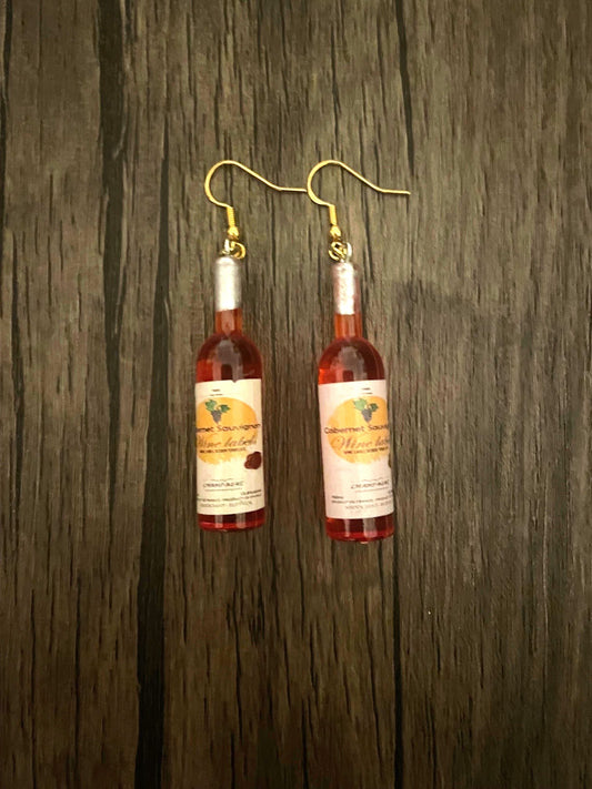 Love Wine Red Bottle Charm Earrings