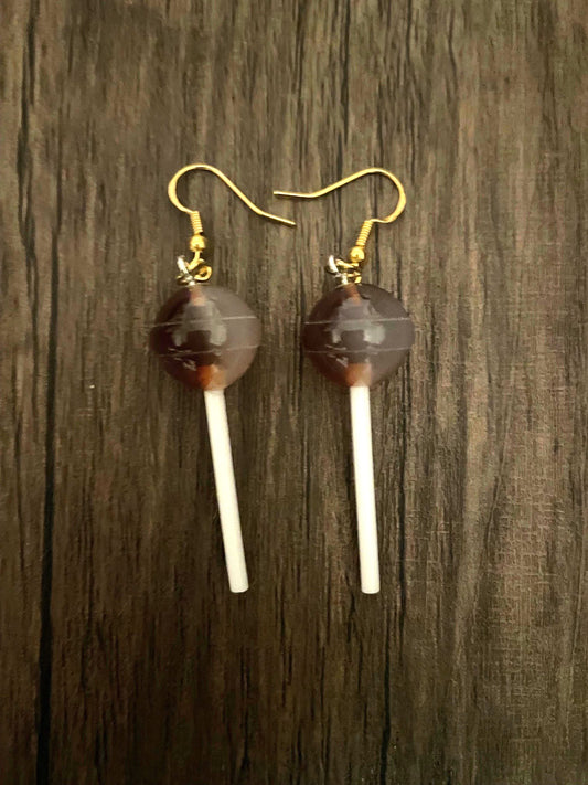 Love Candy Root Beer Lollipop Charm Earrings