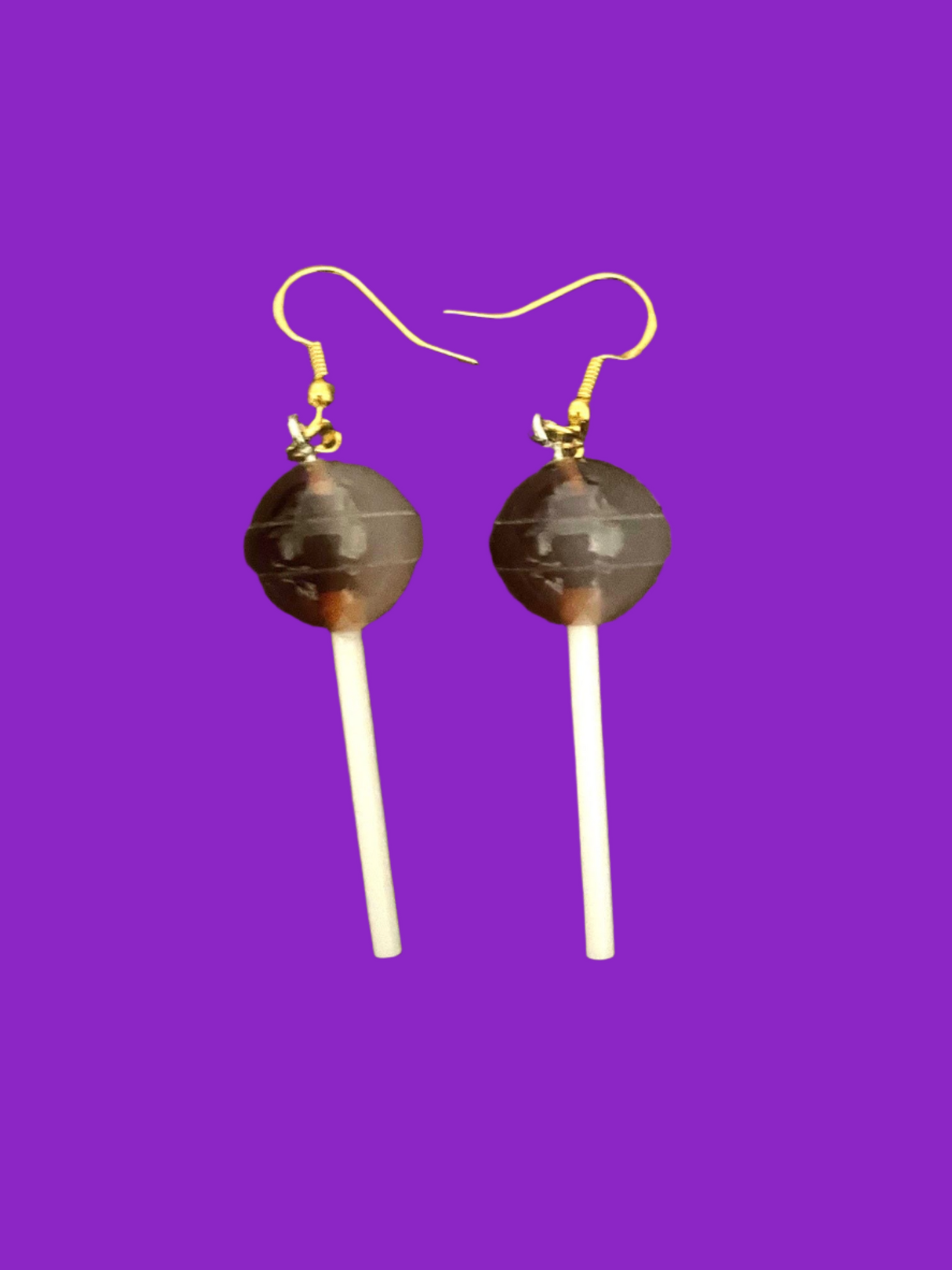 Love Candy Root Beer Lollipop Charm Earrings