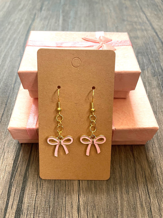 Small Pink Bow Earrings