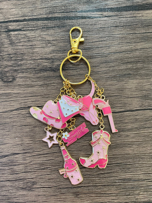 Love Pink Western Gold Bag Charm