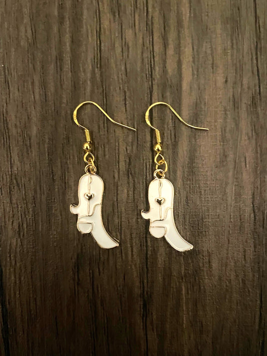 White Cowboy Boot Earrings