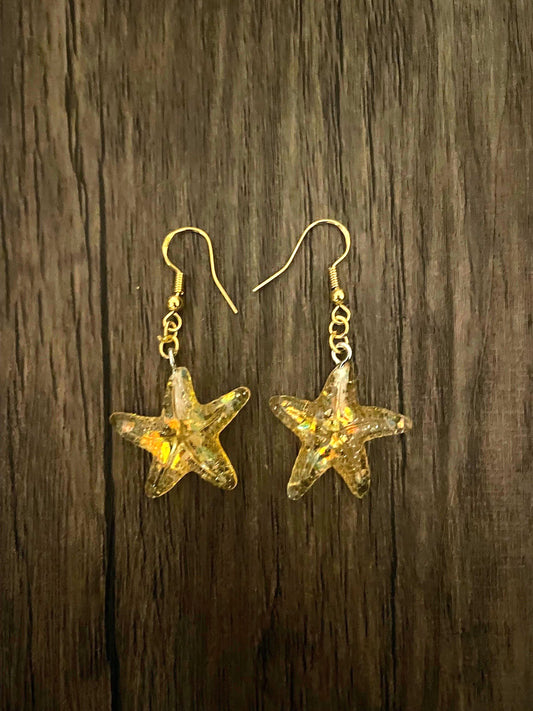 Love Summer Yellow Starfish Charm Earrings