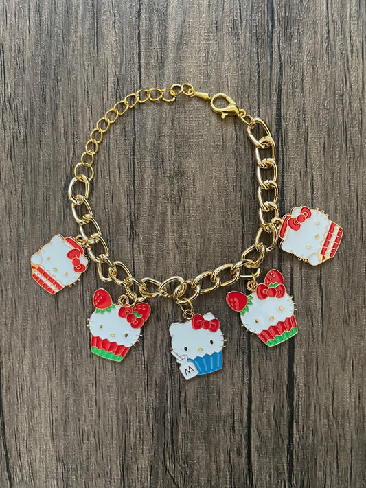 Hello Kitty Red Cupcake Charm Bracelet
